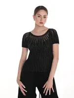 Frank Lyman Boat neck shimmer studded tee