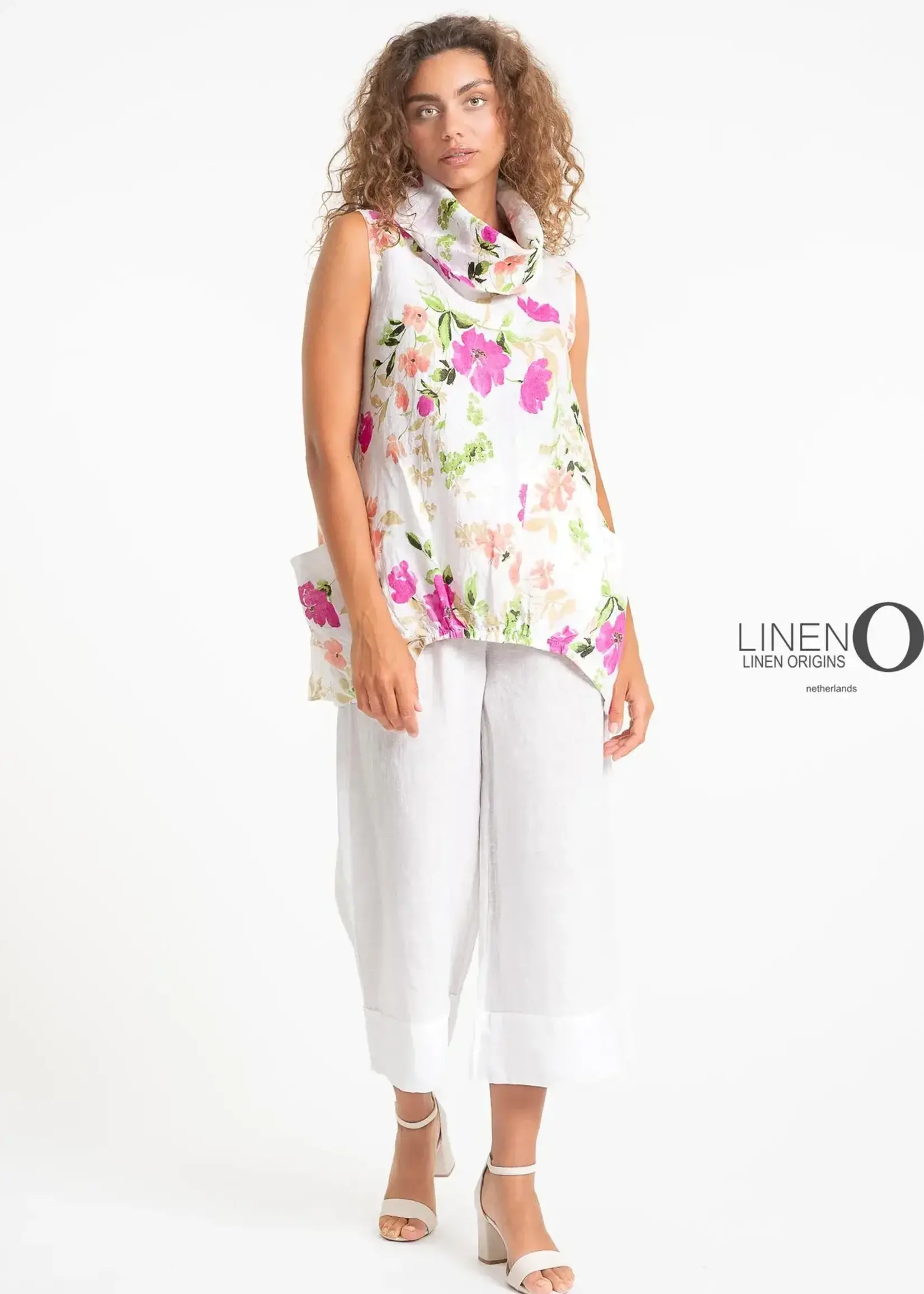 Linen Luv Cowl Floral Tunic Top