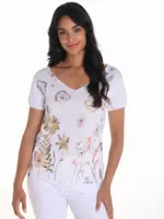 Frank Lyman Foil Floral Print Top