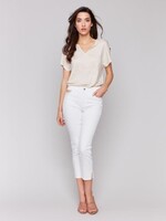 Charlie B Cropped Twill Jeans with Sequin