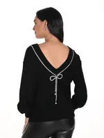 Frank Lyman Rhinestone trim scoop back top
