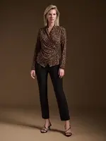 Joseph Ribkoff Animal print fitted wrap top