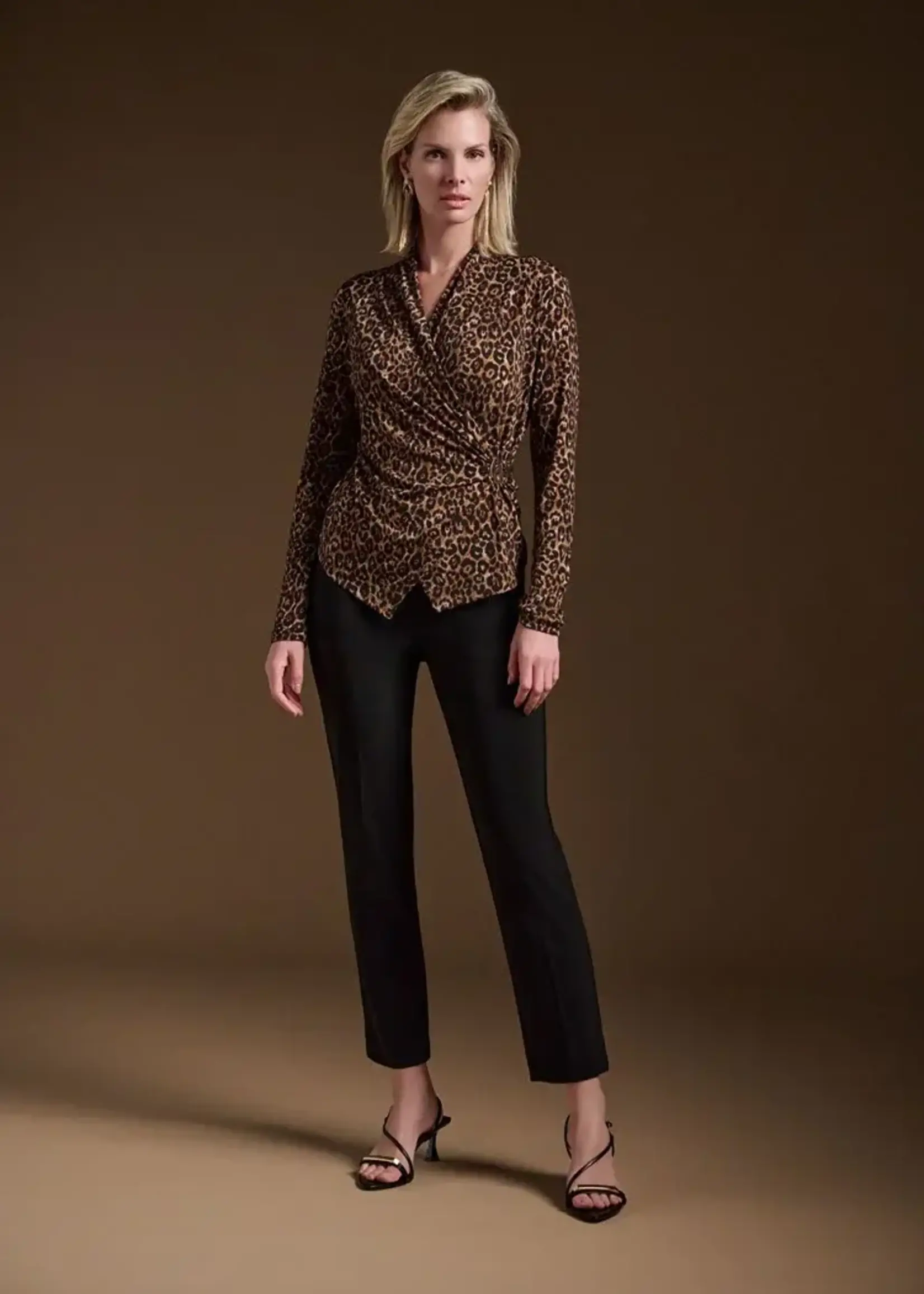 Joseph Ribkoff Animal print fitted wrap top