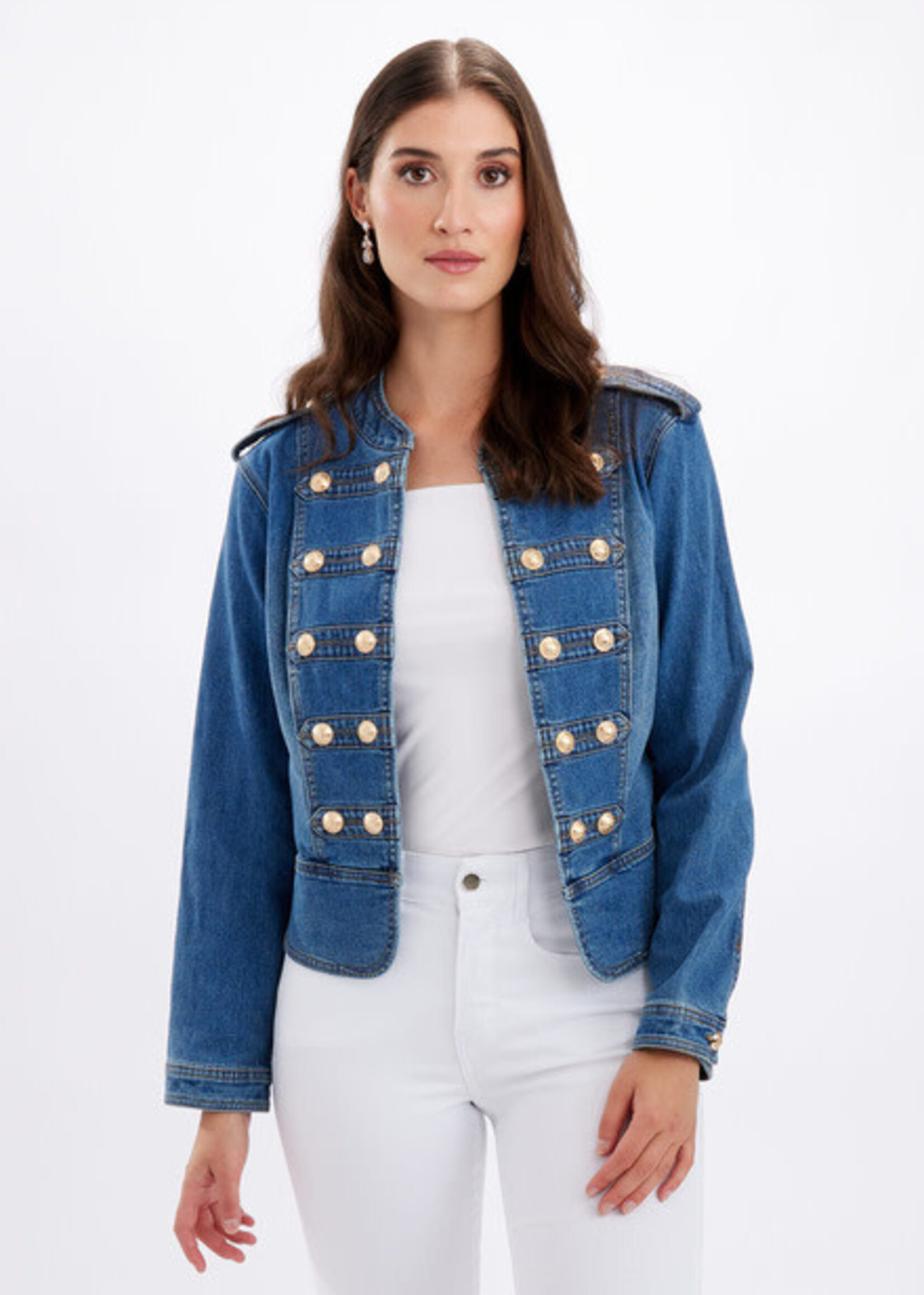 Frank Lyman Military gold button denim jacket