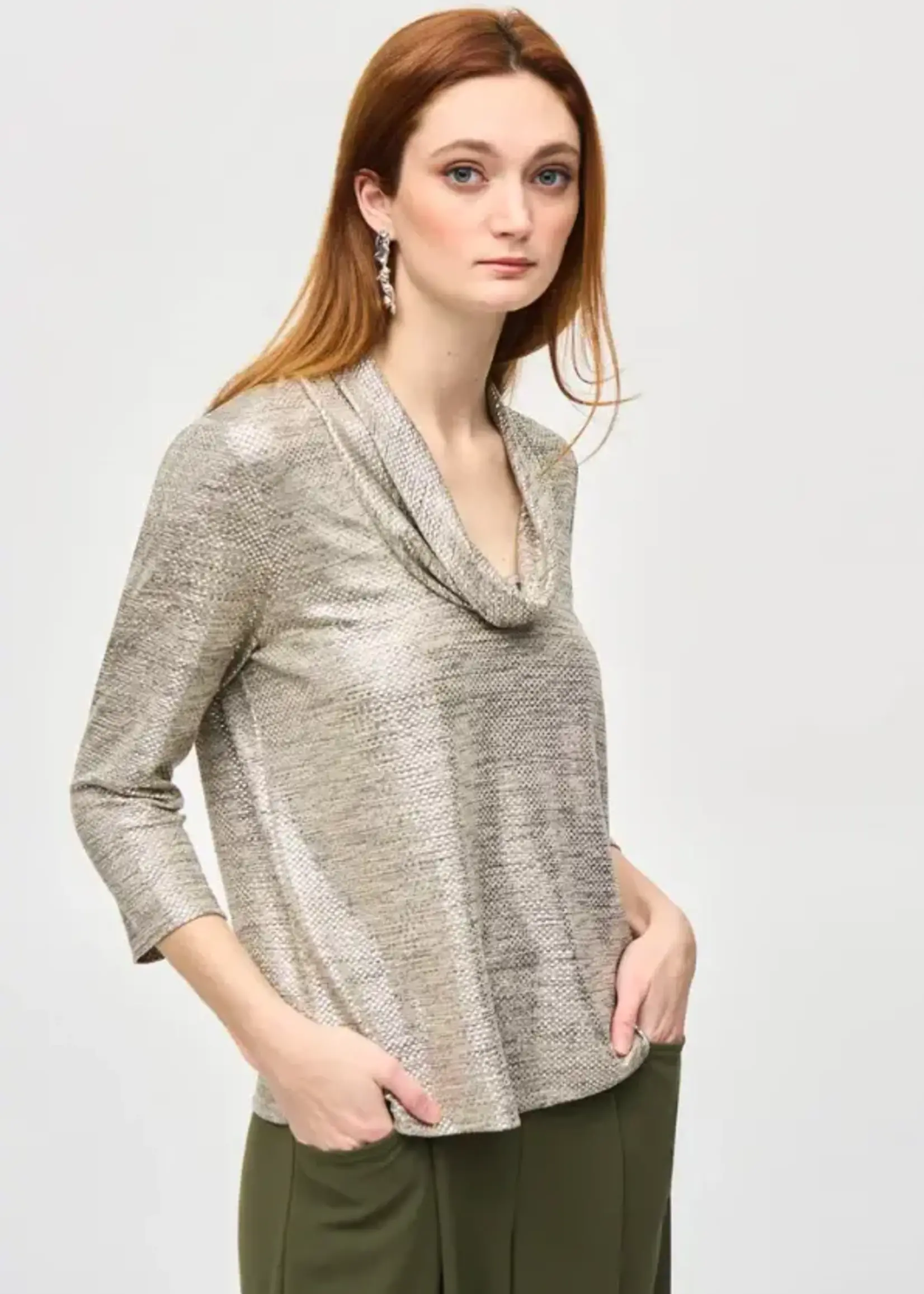 Joseph Ribkoff Foiled cowl collar blouse