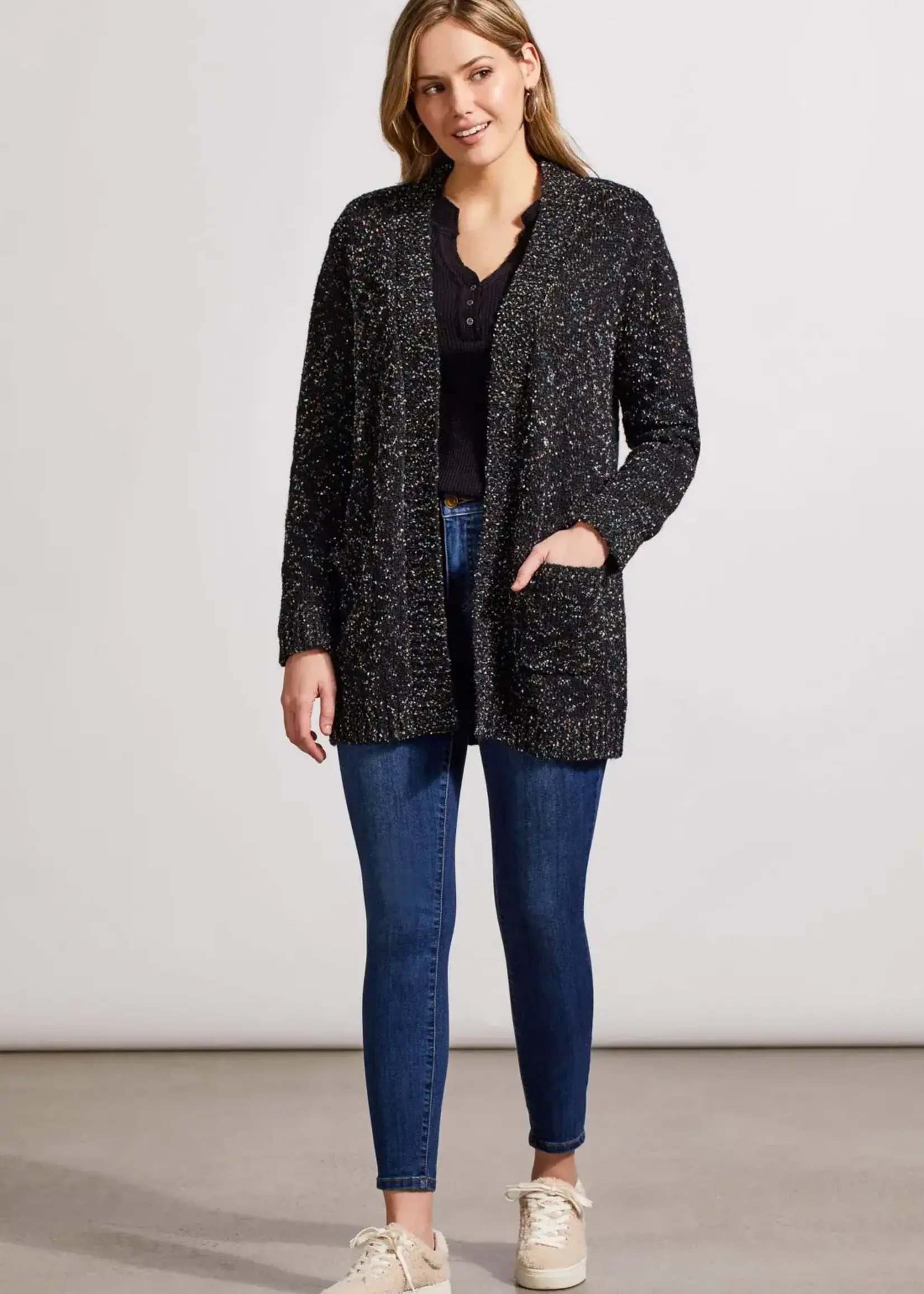 Tribal Button sweater coat w/ stitch detail