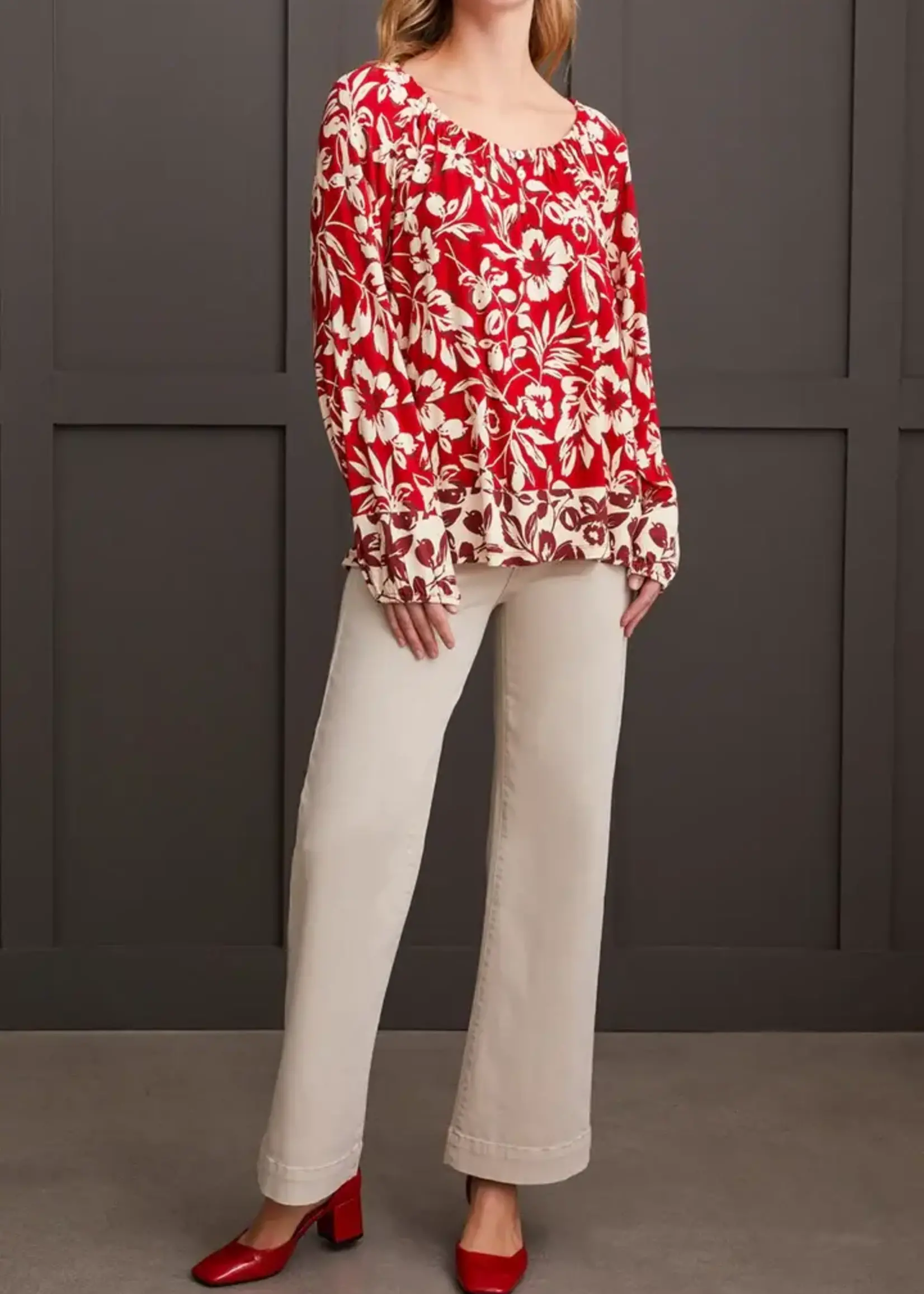 Tribal Printed long sleeve peasant top