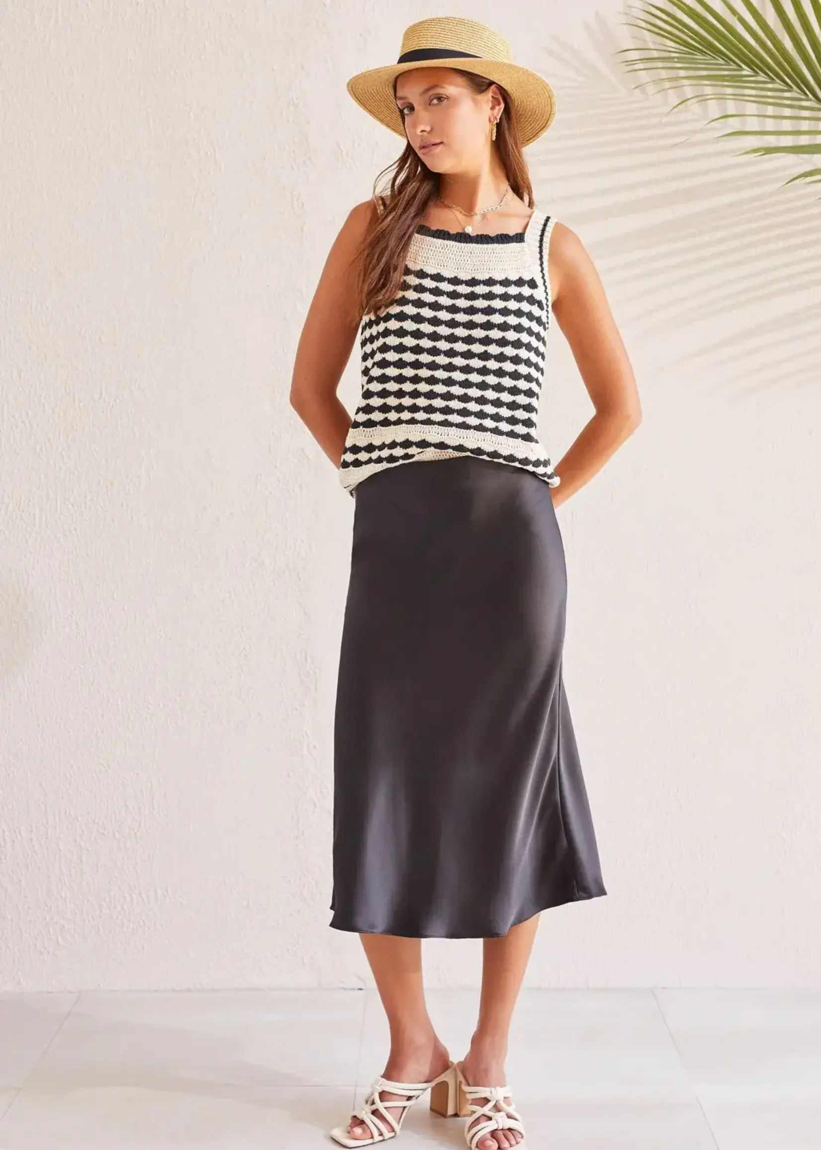 Tribal Satin midi skirt
