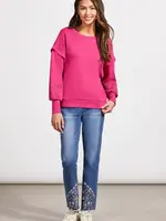 Tribal Eyelet detail sleeve soft sweater