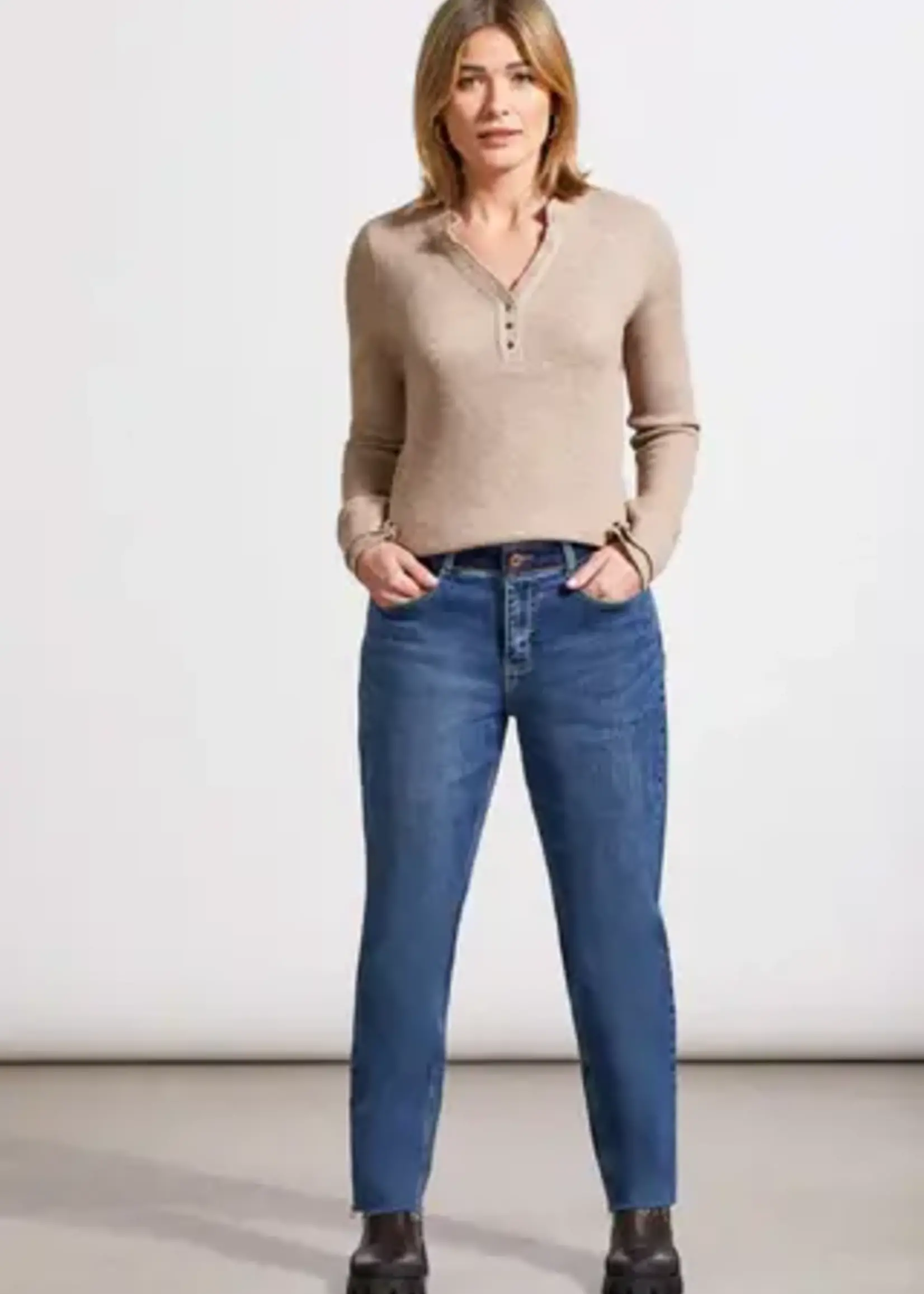 Tribal Waffle knit henley top