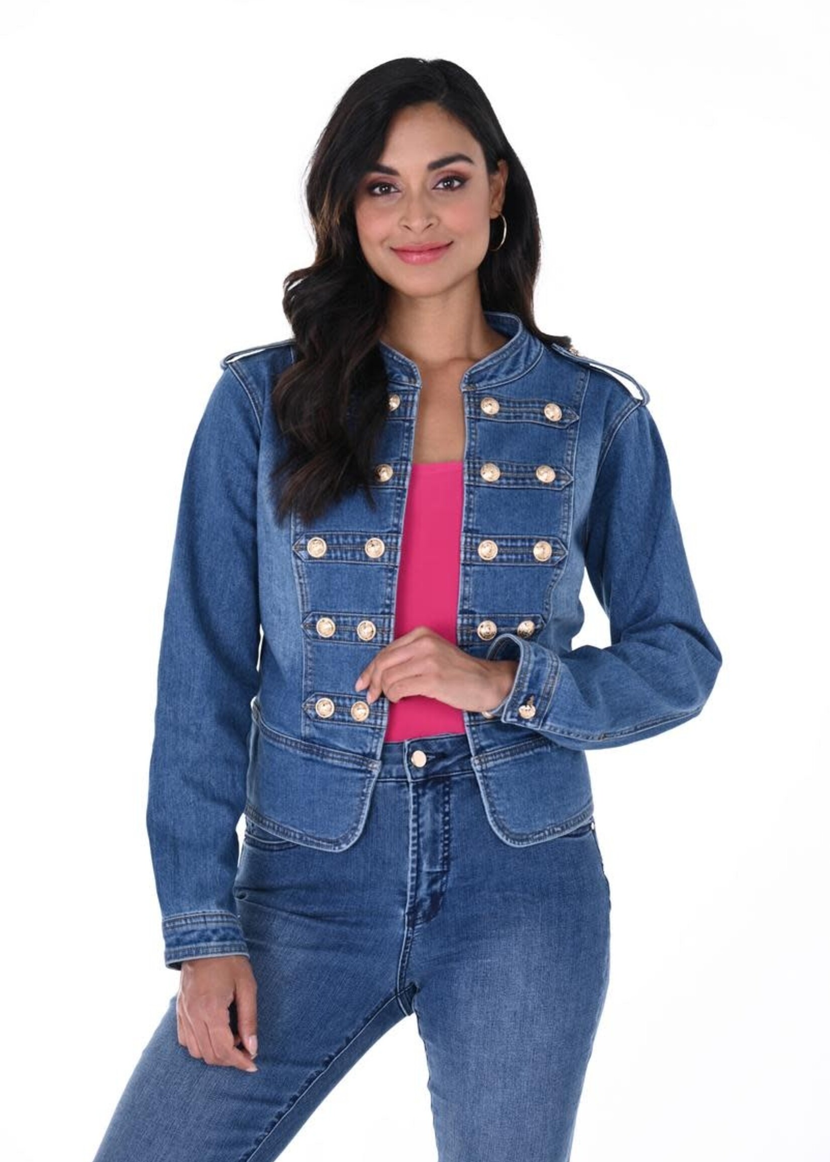 Frank Lyman Military gold button denim jacket