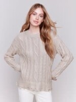 Charlie B Mettalic cable knit sweater