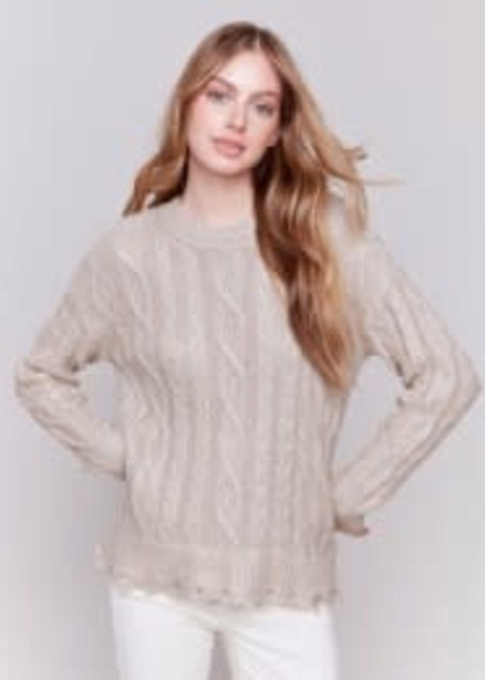 Charlie B Mettalic cable knit sweater