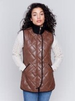 Charlie B Quilted faux leather vest
