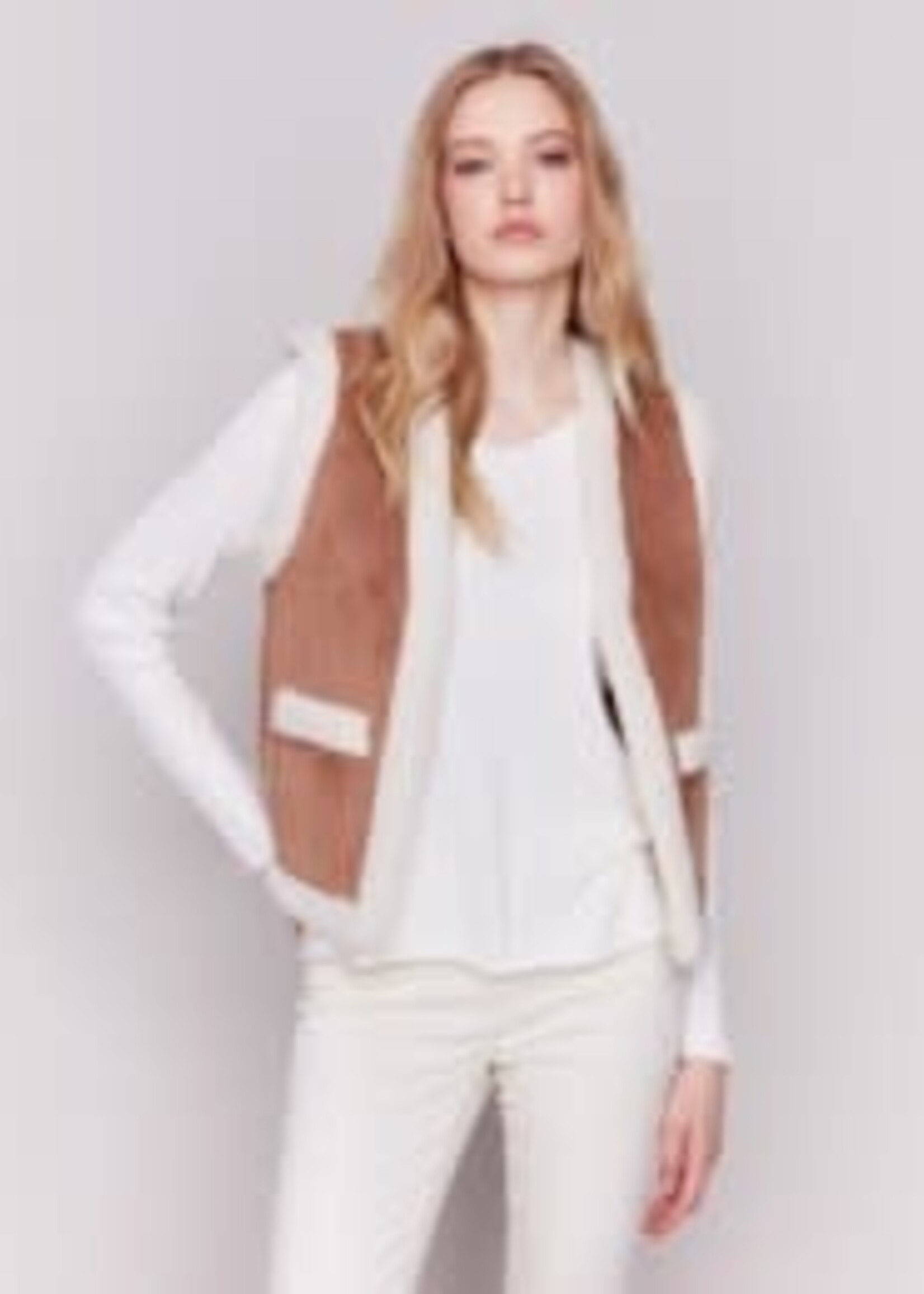 Charlie B Reversible faux fur & suede vest