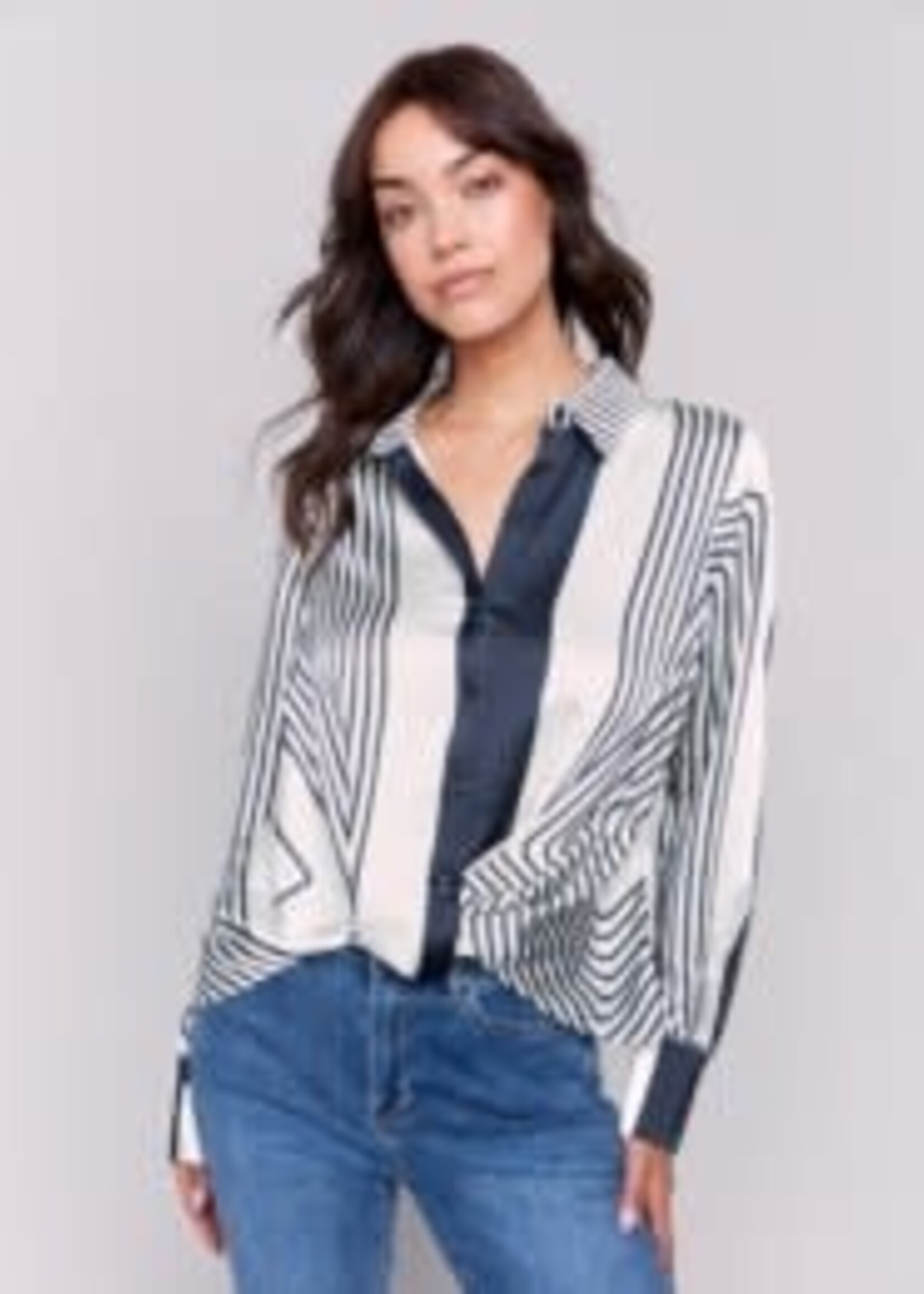 Charlie B Satin tie front blouse