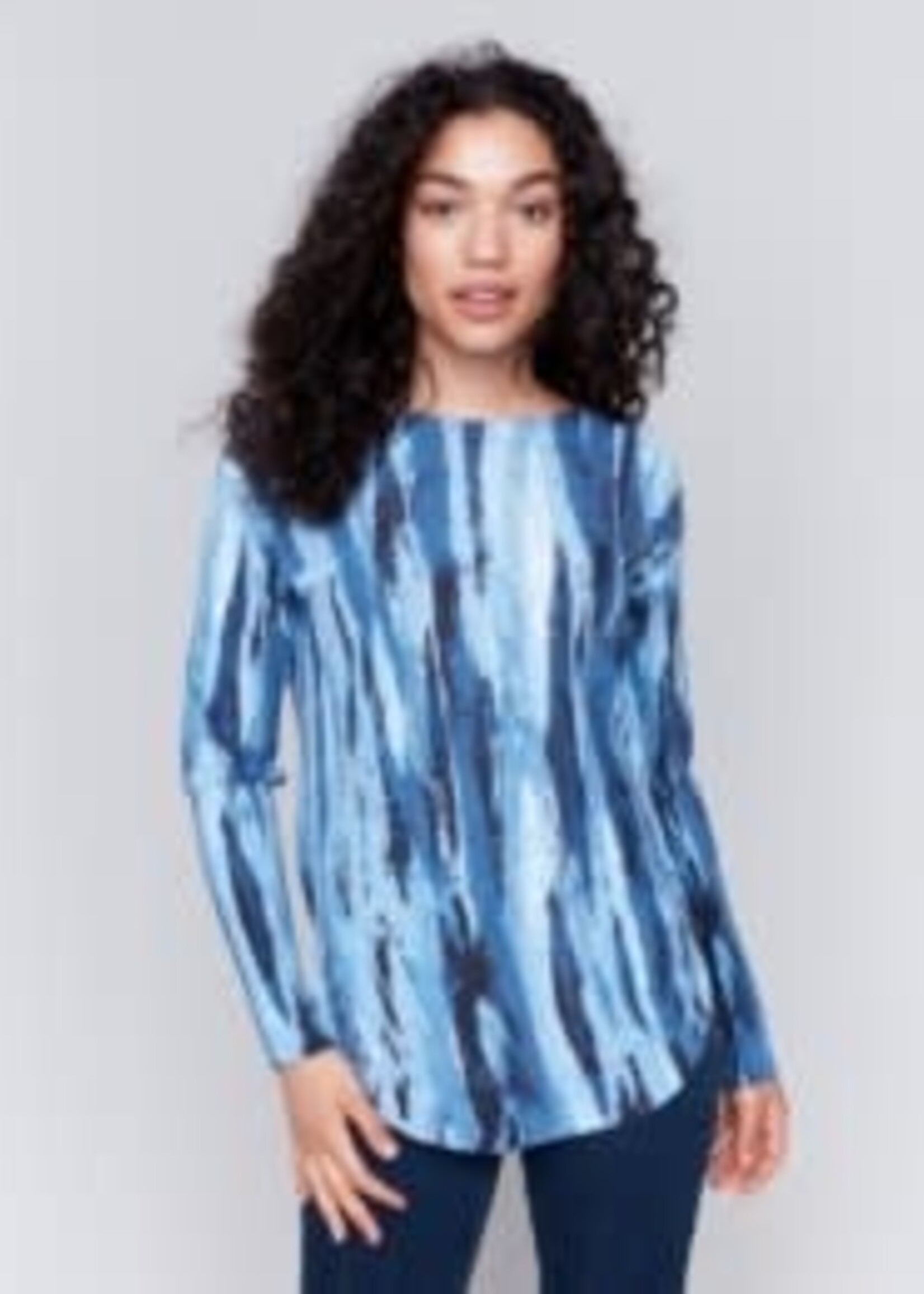 Charlie B Printed round hem sweater