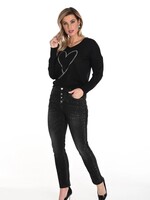 Frank Lyman Jewelled button jean w/ rhinestone