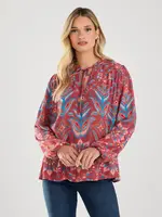 French Dressing Jeans Lurex tie- up blouse