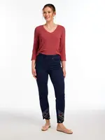 French Dressing Jeans Embroidered hem ankle pant