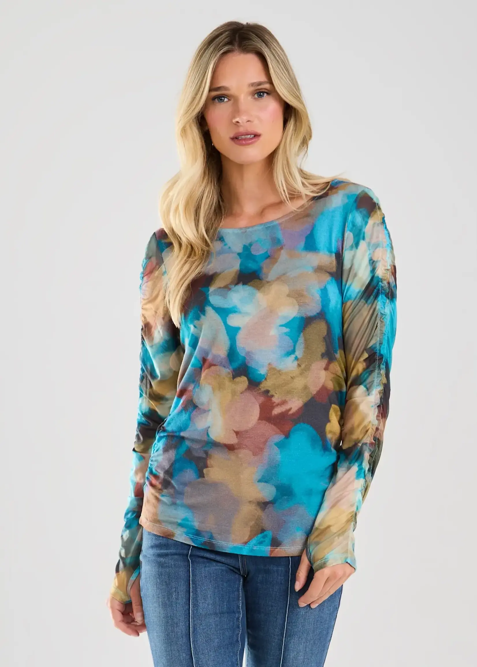 French Dressing Jeans Mesh print top