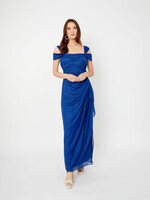Alex evening Cold shoulder glitter mesh dress