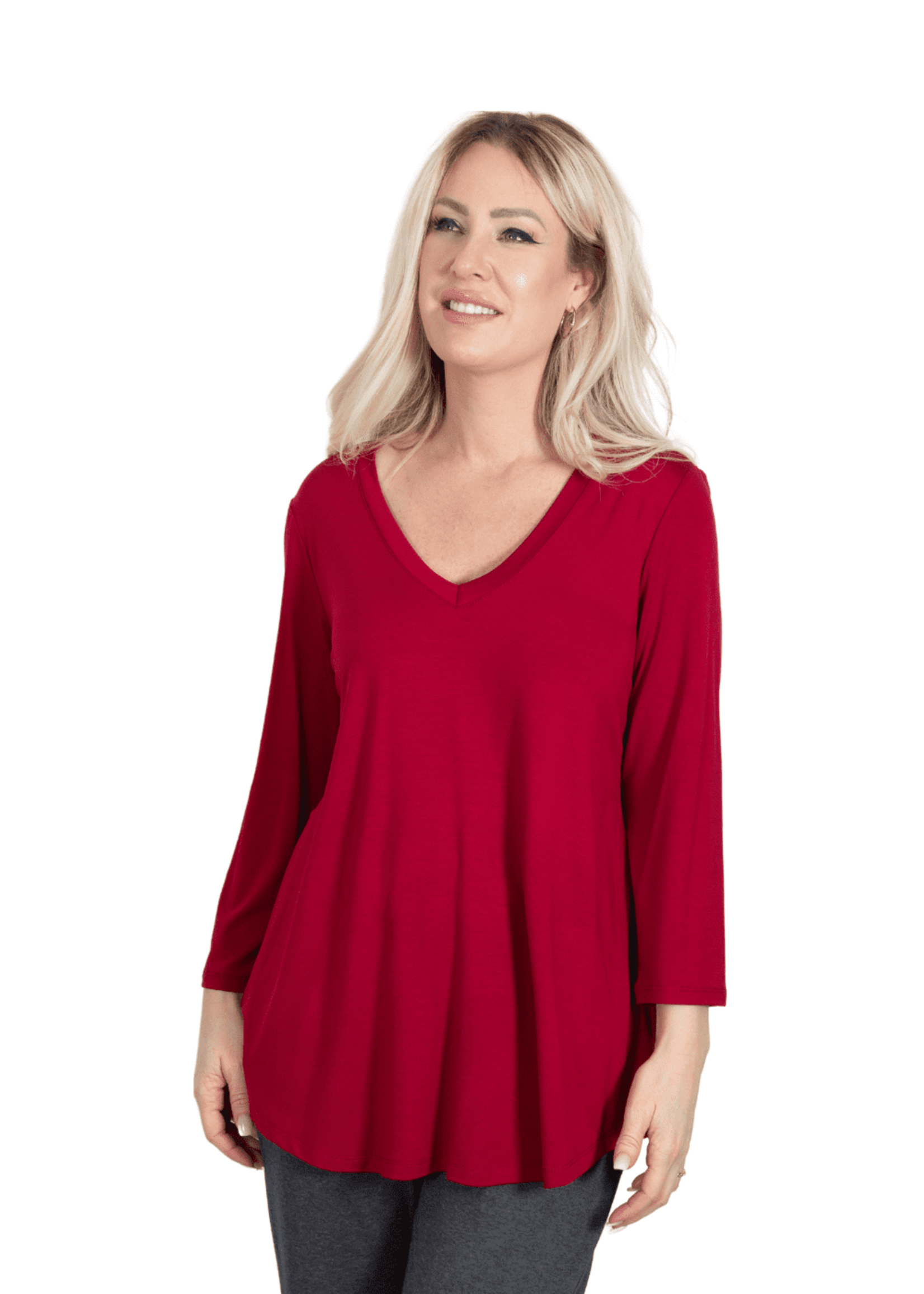 Pure Essence 3/4  Sleeve v-neck top