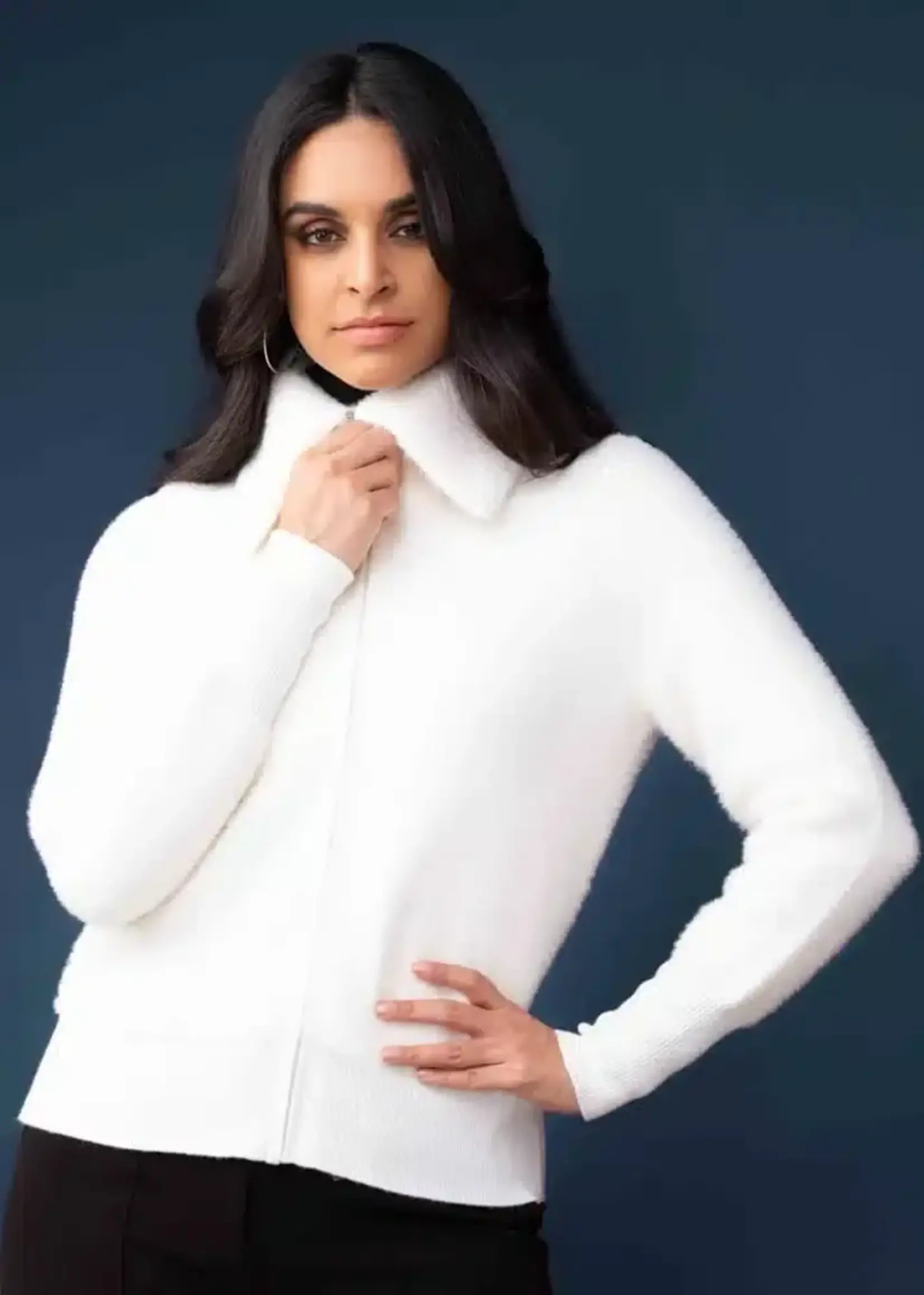 Elena Wang Eyelash zip cardigan