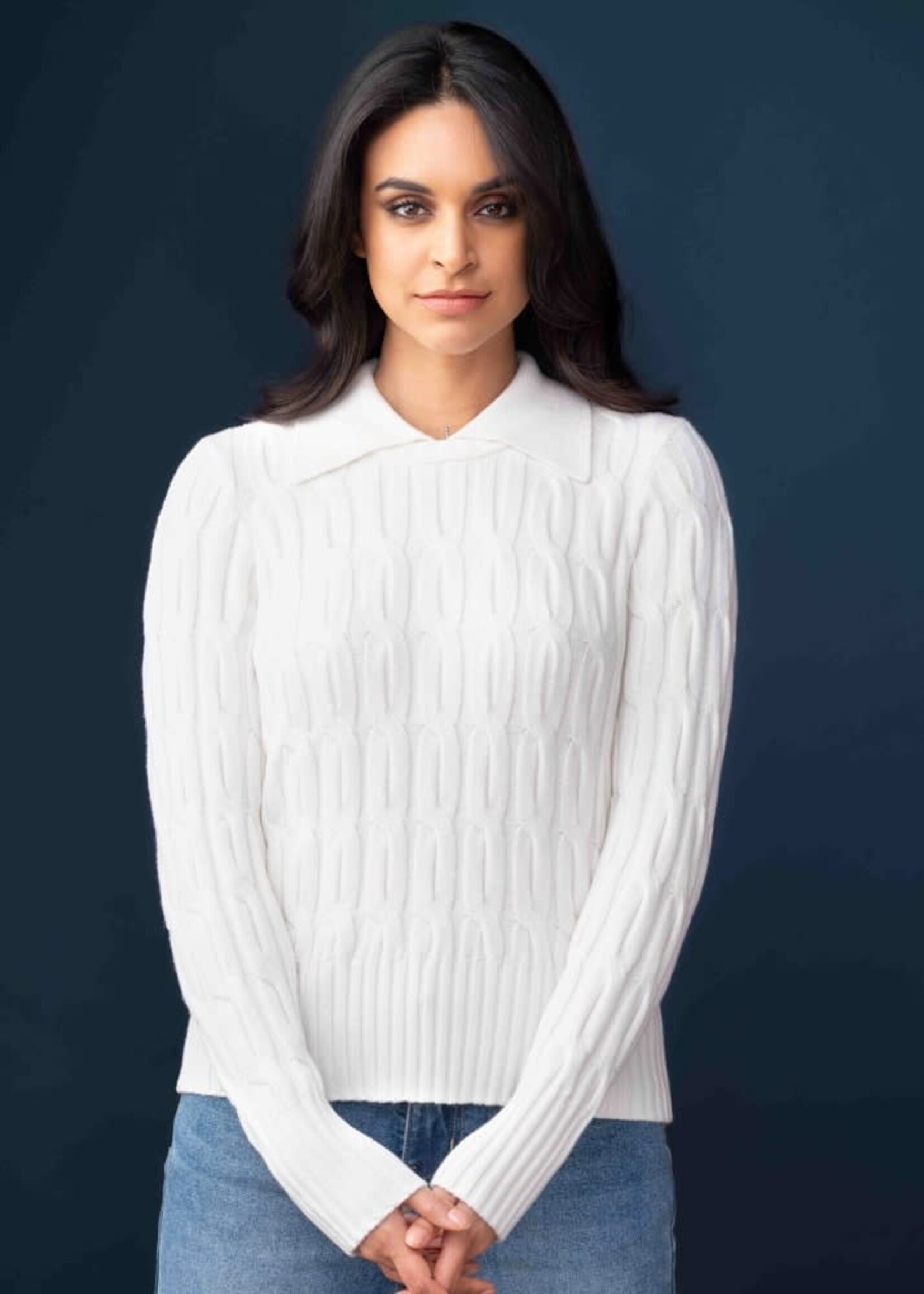 Elena Wang Collared cable knit sweater