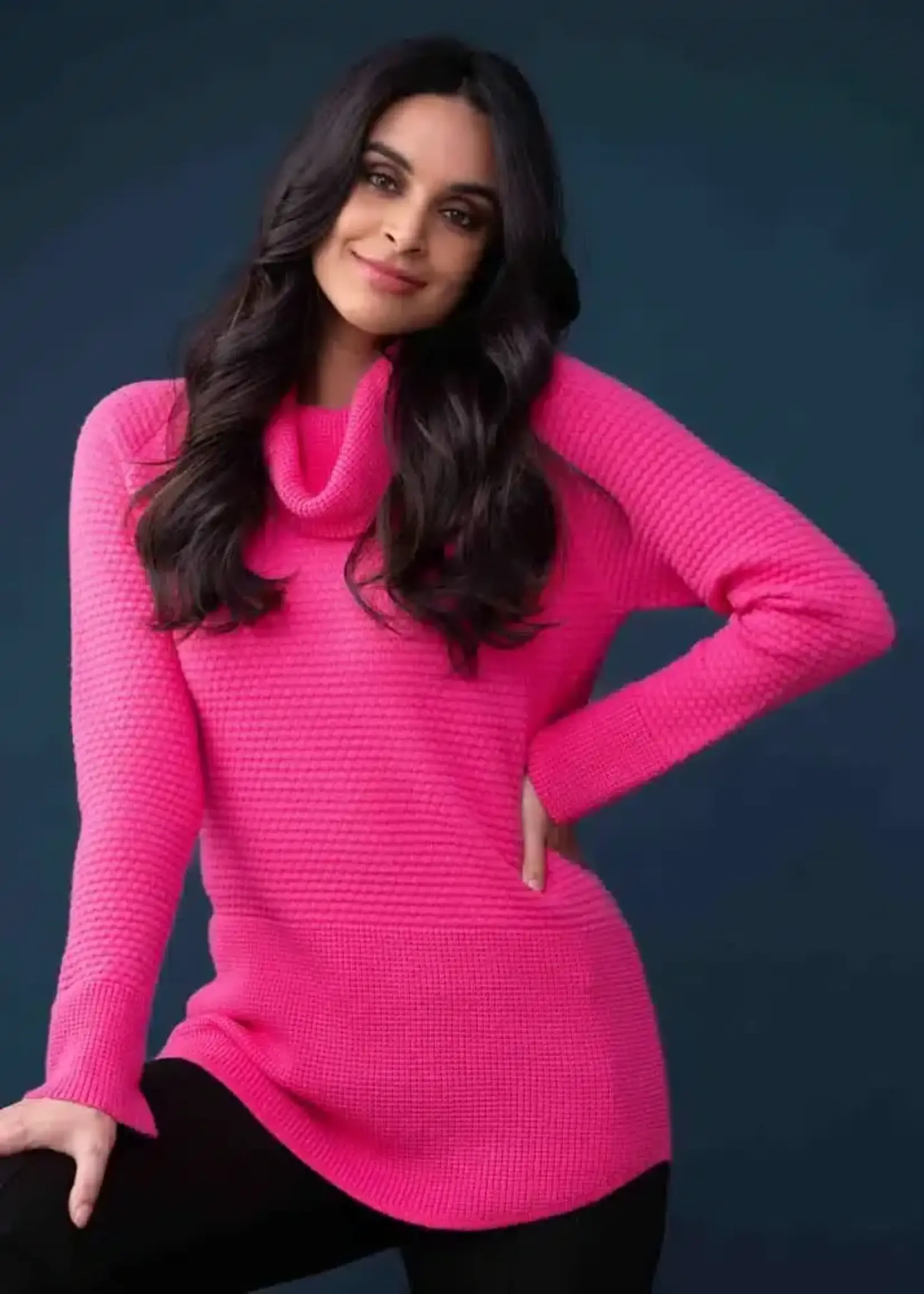 Elena Wang Cowl neck rib knit top