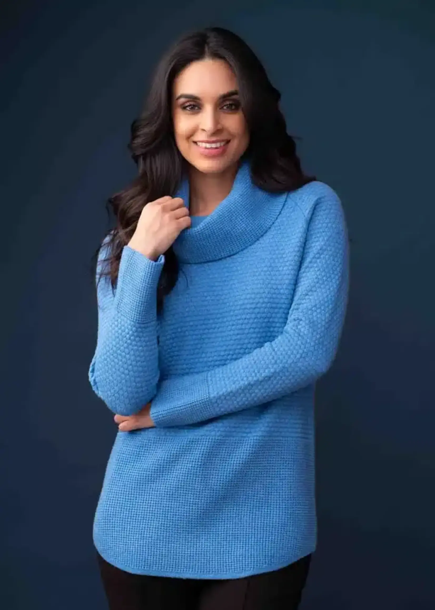 Elena Wang Cowl neck rib knit top