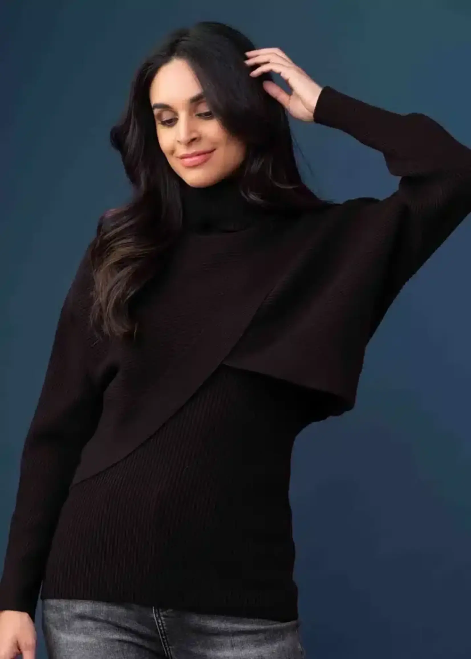 Elena Wang Wrap over crop sweater