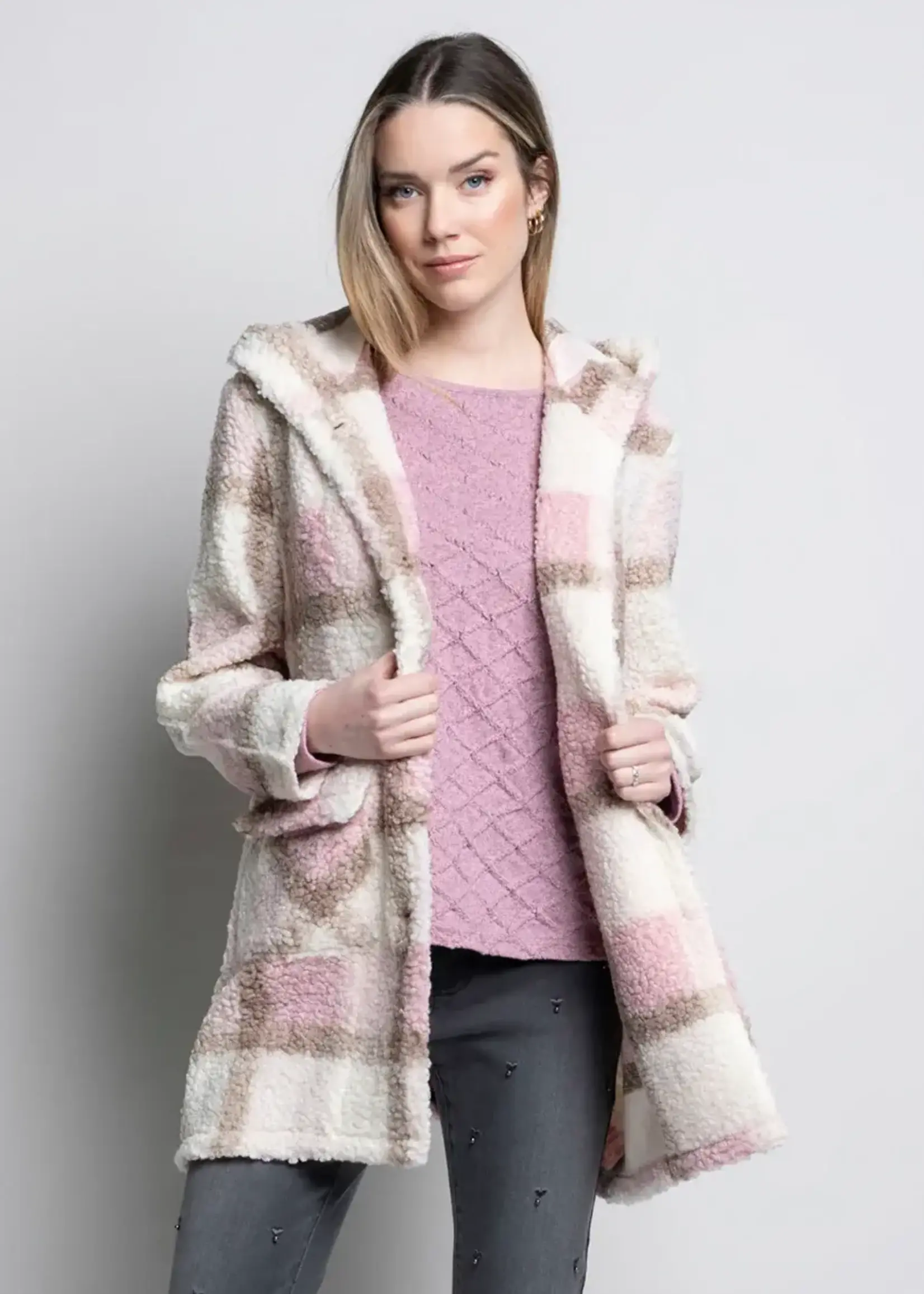 Picadilly Plaid teddy bear coat w/ hood