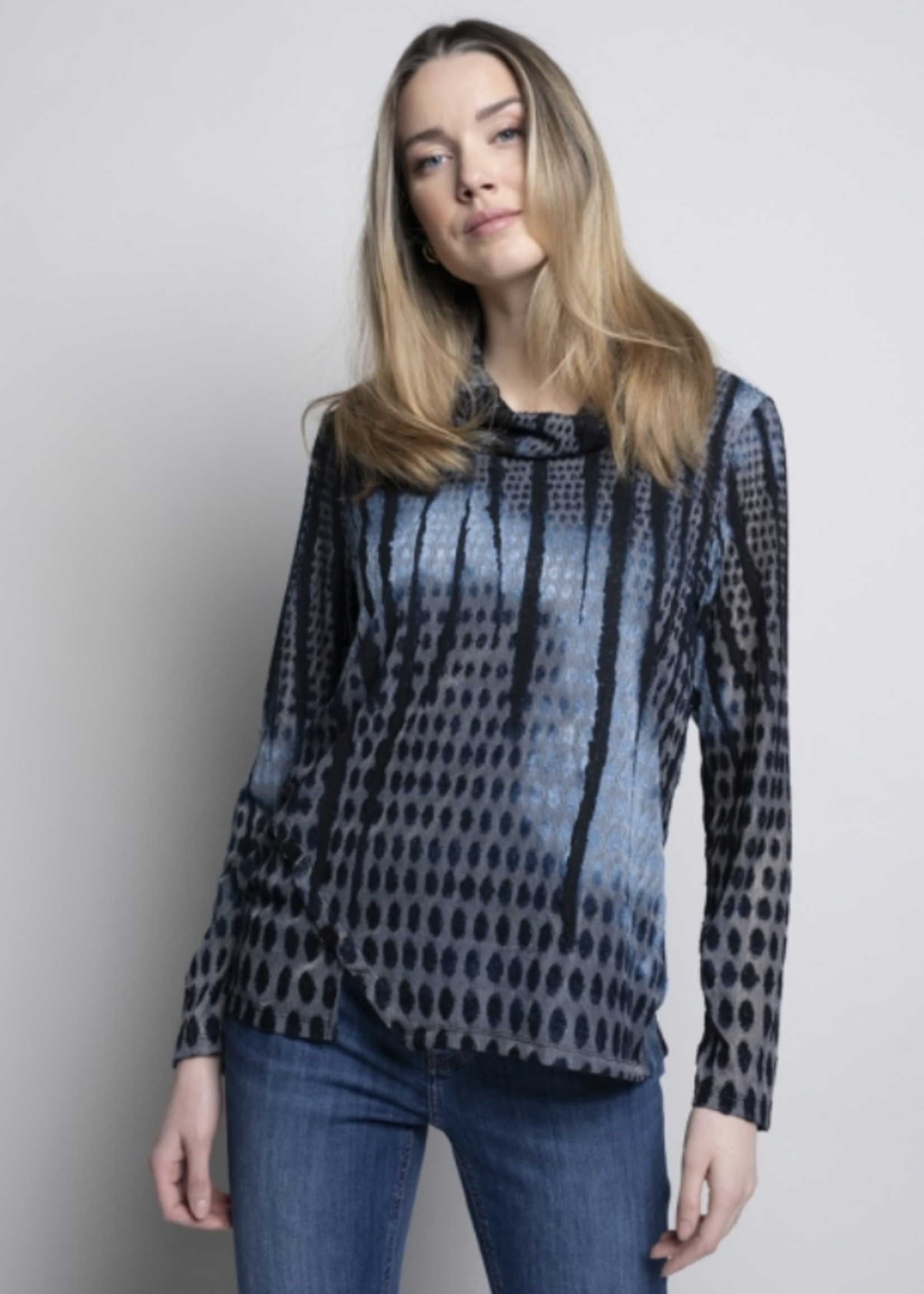 Picadilly Printed cowl neck sweater