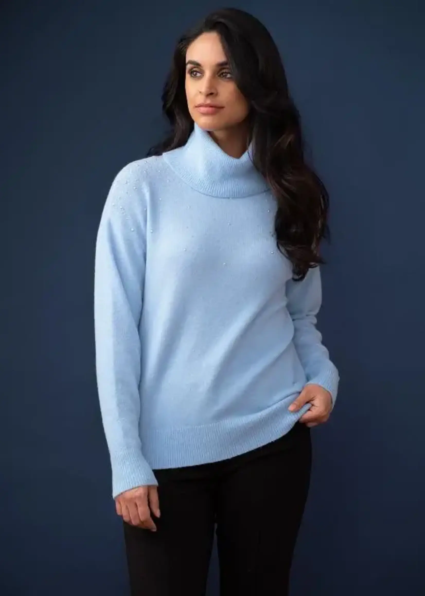 Elena Wang Subtle scattered embellished turtle neck