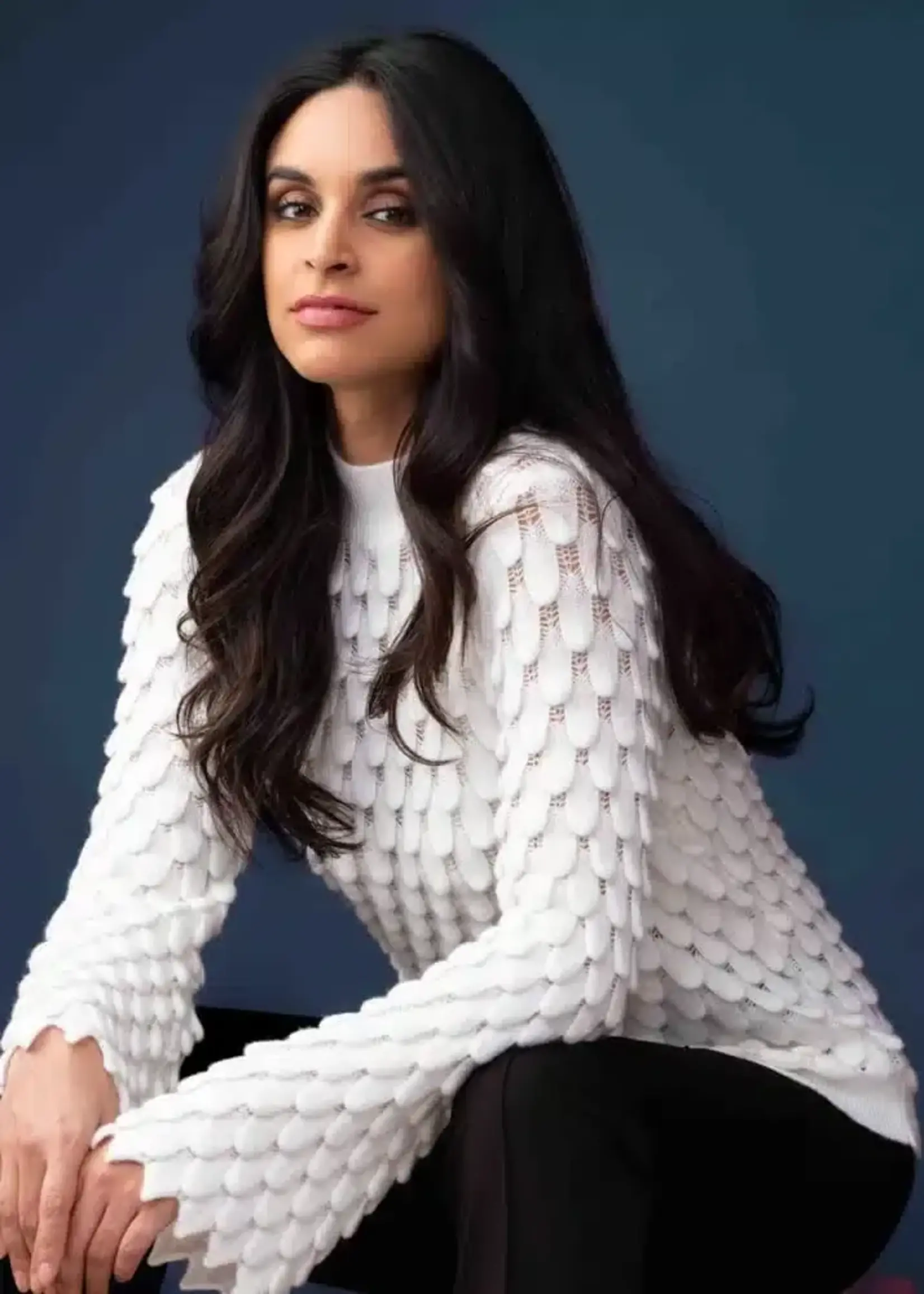 Elena Wang Bell sleeve petal sweater