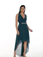 Frank Lyman High-low dress w/ rhinestone belt