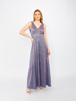 Frank Lyman Belted v-neck metalic woven dress