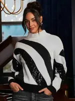 Elena Wang Fuzzy embellish print sweater