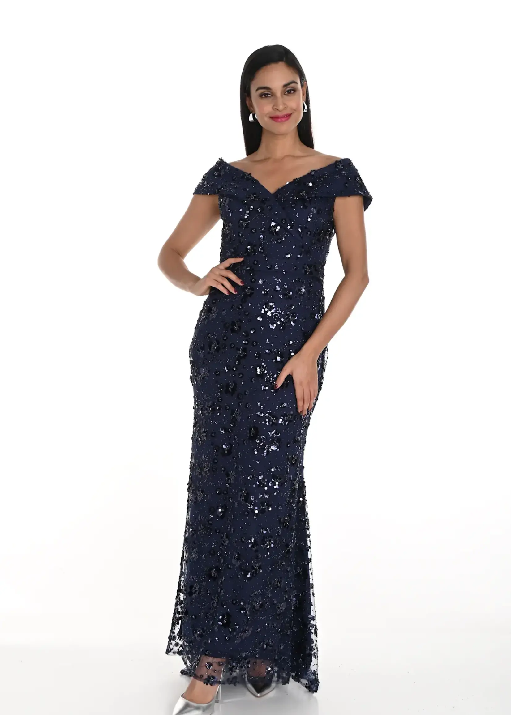 Frank Lyman Sequin off- shoulder bodycon dress