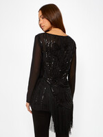 Frank Lyman Sequin & fringe pull over tunic
