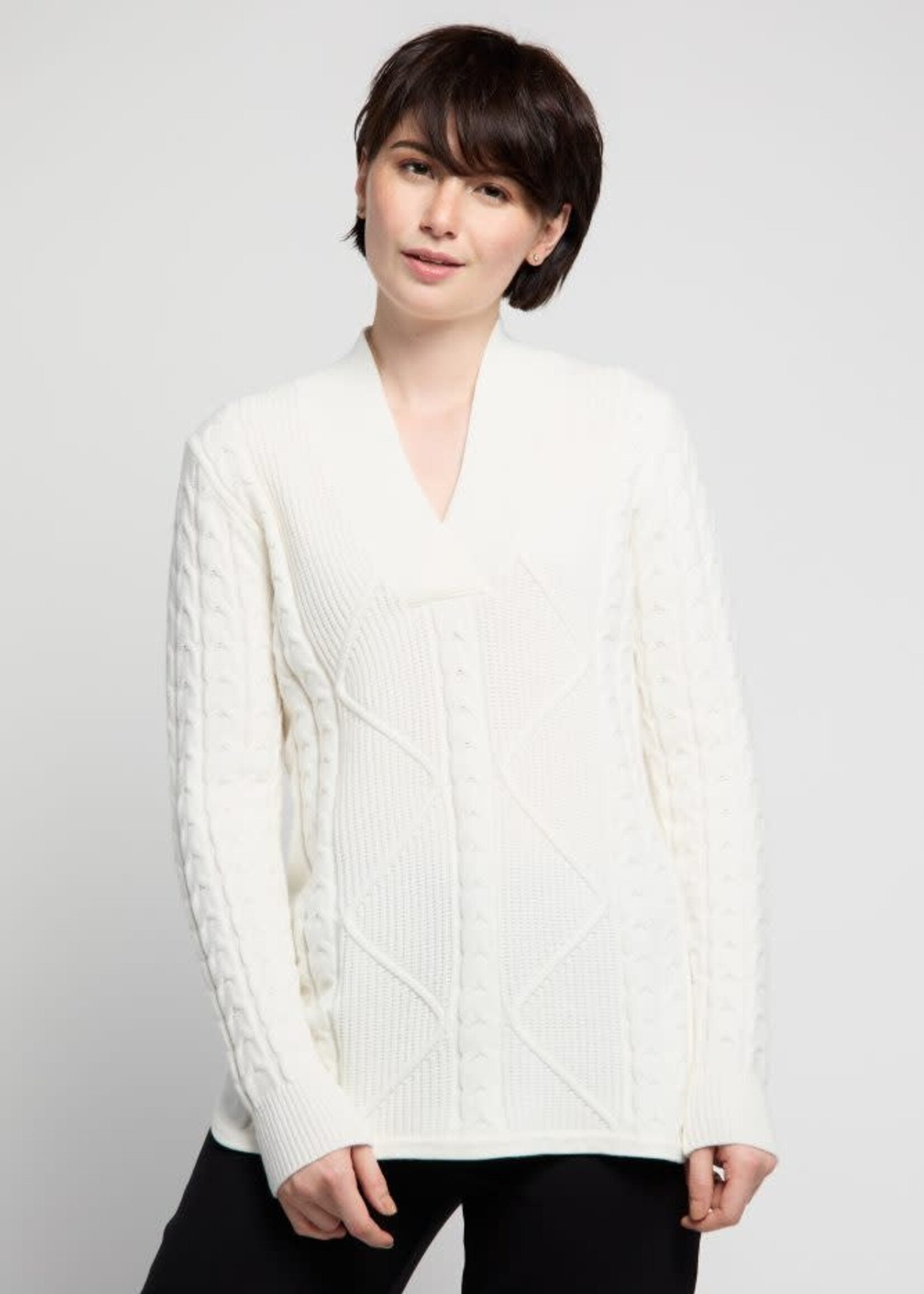 Atelier High v-neck cable knit sweater