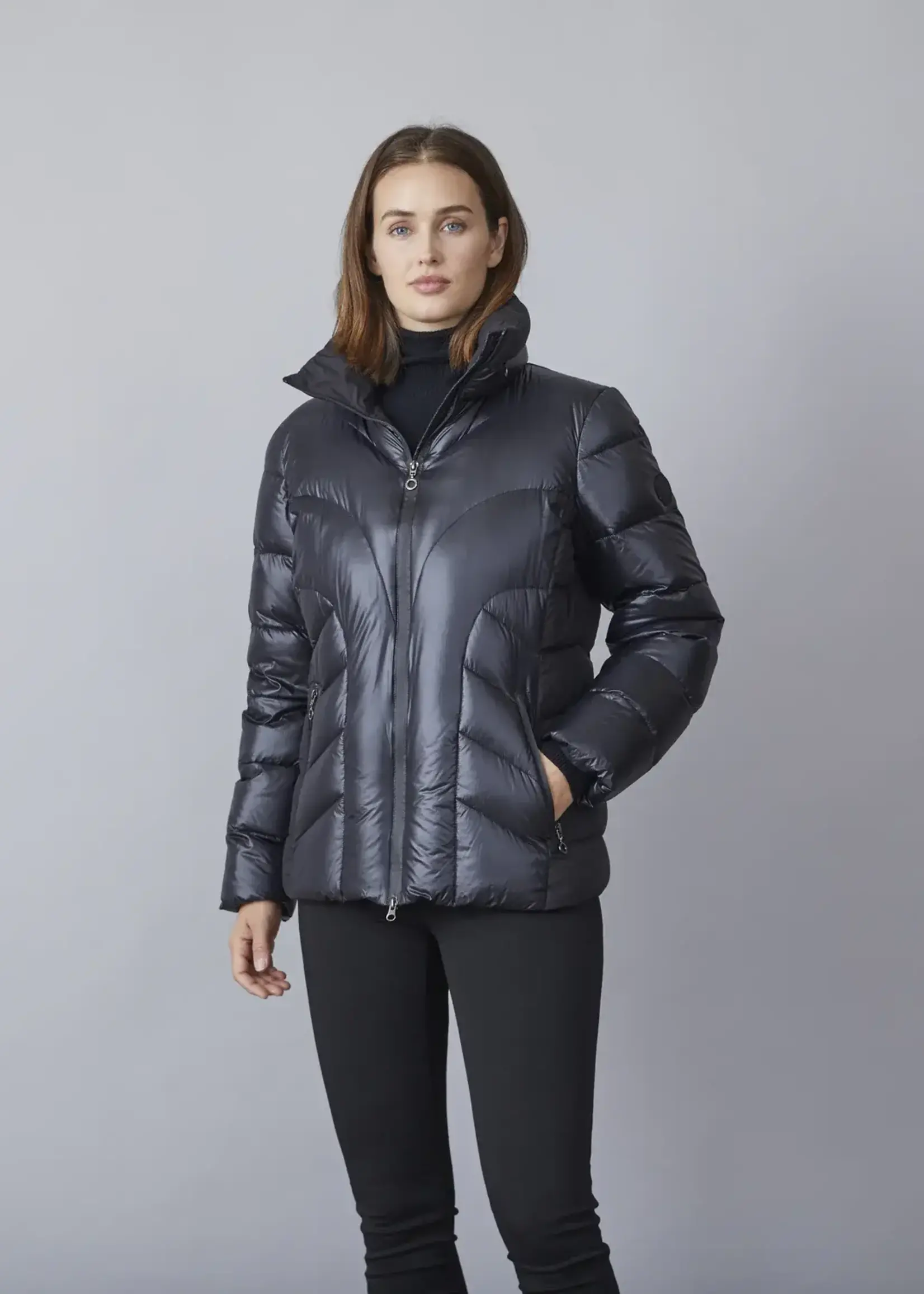 Junge Quilted down coat w/ hidden hood