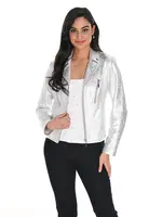 Frank Lyman Metallic front zip moto jacket