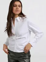 YaYa Women Ruched button up blouse