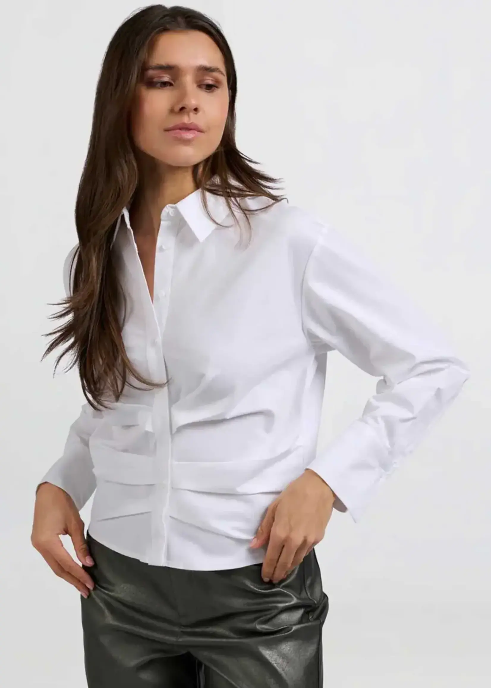 YaYa Women Ruched button up blouse