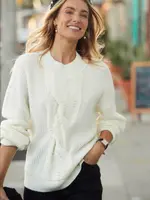 French Dressing Jeans Pearl embellished cable sweater