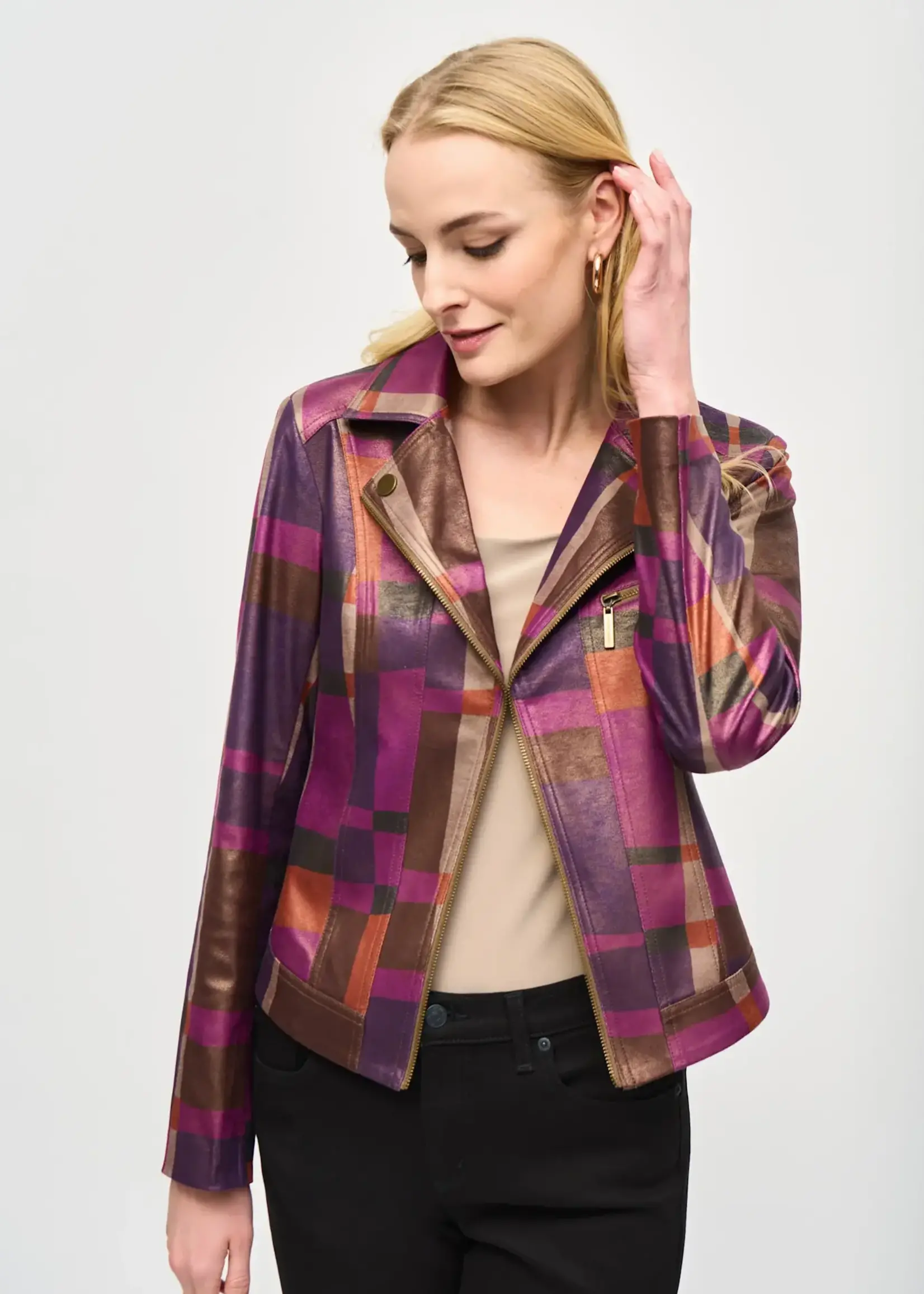 Joseph Ribkoff Foiled print moto jacket