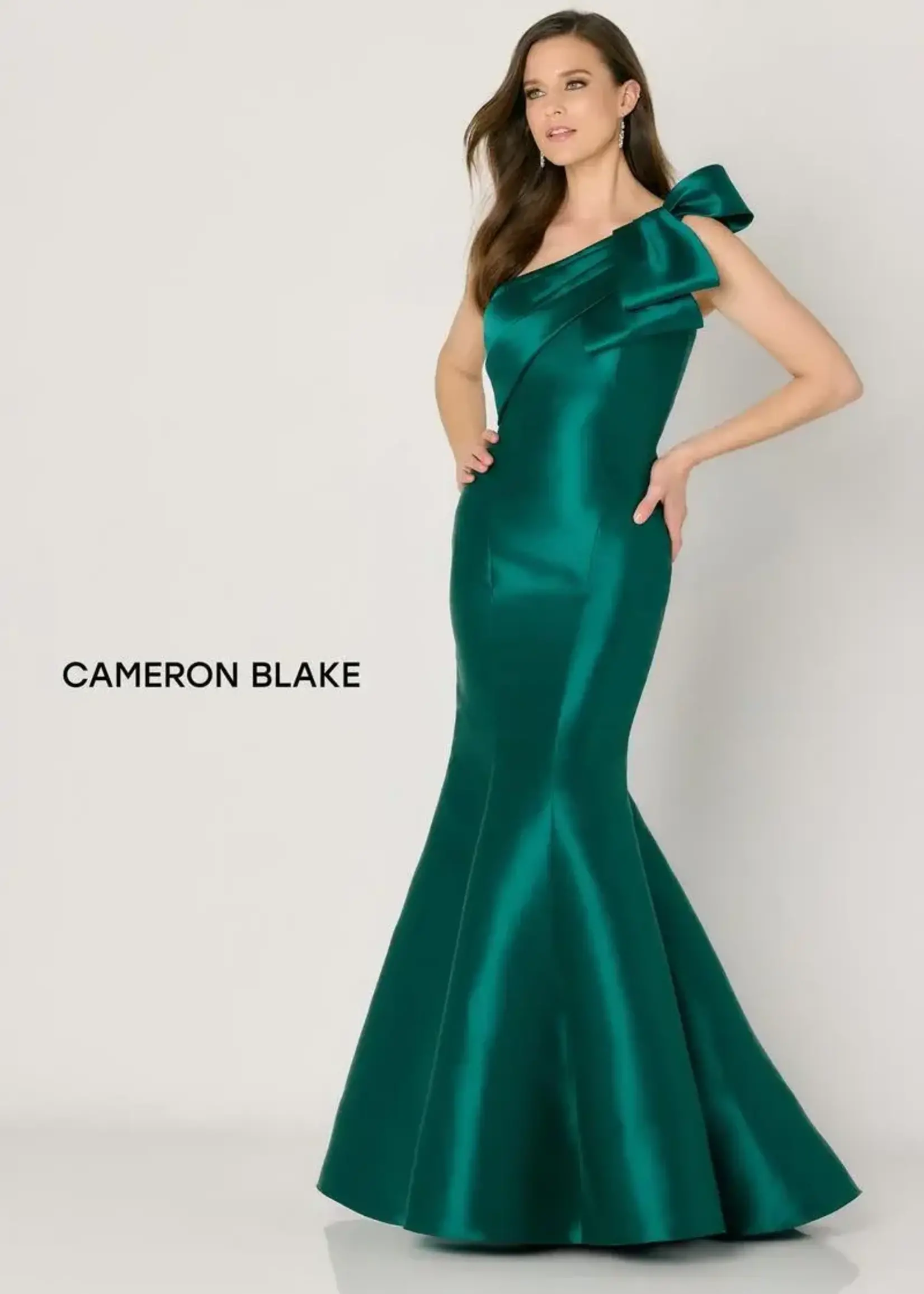 Cameron Blake One shoulder fit and flare gown