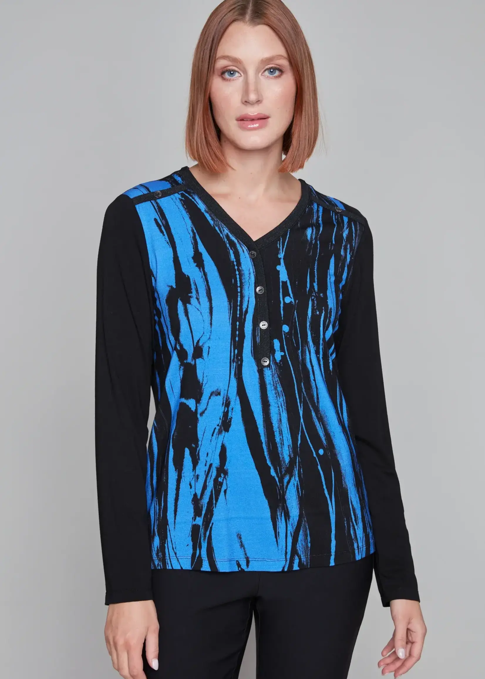 Claire Desjardins Apparel 2 tone v-neck long sleeve
